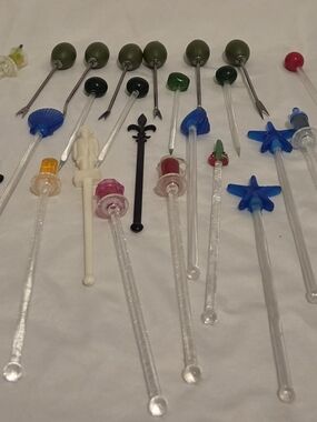Vintage Plastic And Glass  Drink Picks and Cocktail Stirrers